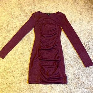 Deep purple sparkly long sleeve dress